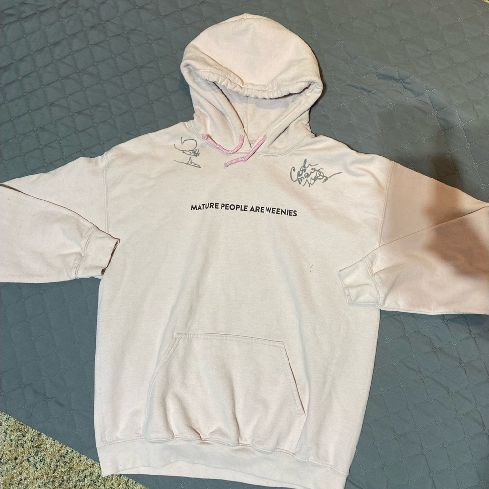Benitez by Baylen Levine Unisex Mature People Are Weenies pink SIGNED hoodie